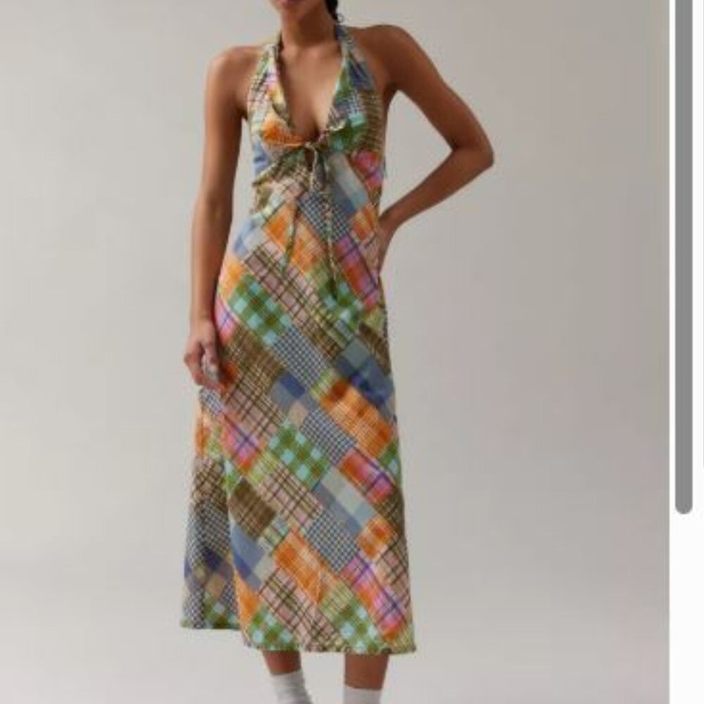 BDG Urban Outfitters Danny Madras Halter Midi Dress – Patchwork Cotton